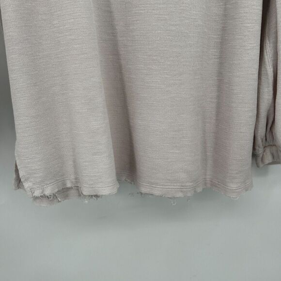 FREE PEOPLE We The Free Light Blush Pink Puff Sleeve Oversized Shirt Size Medium - Picture 7 of 9